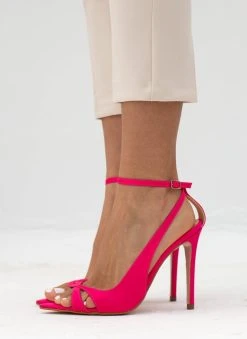 Estil Πέδιλα με μπαρέτα και ανοίγματα Tfp - Φούξια -Κατάστημα TheFashionProject mutera saten pedila 103212 e988