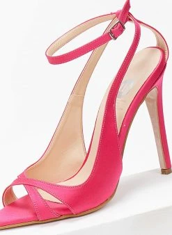 Estil Πέδιλα με μπαρέτα και ανοίγματα Tfp - Φούξια -Κατάστημα TheFashionProject mutera saten pedila 103212 n4bk