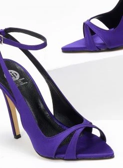 Estil Πέδιλα με μπαρέτα και ανοίγματα Tfp - Μωβ -Κατάστημα TheFashionProject mutera saten pedila 108372 mrbh