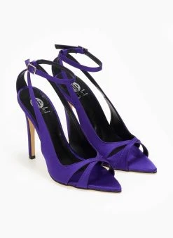 Estil Πέδιλα με μπαρέτα και ανοίγματα Tfp - Μωβ -Κατάστημα TheFashionProject mutera saten pedila 108372 oxiz