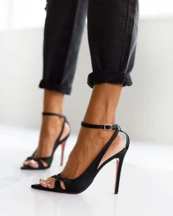 Estil Πέδιλα με μπαρέτα και ανοίγματα Tfp - Μαύρο -Κατάστημα TheFashionProject mutera saten pedila 96961 n7wg