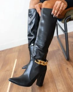 The Fashion Project Μυτερές μπότες με αλυσίδα - Μαύρο -Κατάστημα TheFashionProject muteres mpotes me alusida 95092 7dae