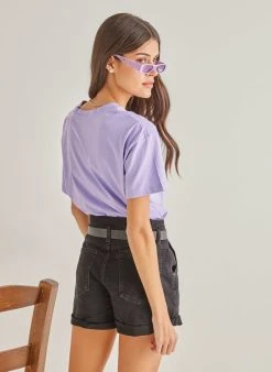 The Fashion Project T-shirt μονόχρωμο - Λιλά -Κατάστημα TheFashionProject oversized basic kontomaniki mplouza 90064 gnob