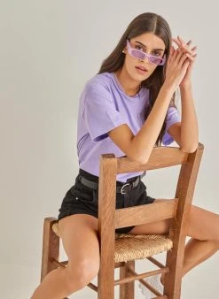 The Fashion Project T-shirt μονόχρωμο - Λιλά -Κατάστημα TheFashionProject oversized basic kontomaniki mplouza 90064 ue98