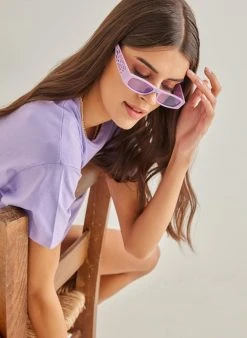 The Fashion Project T-shirt μονόχρωμο - Λιλά -Κατάστημα TheFashionProject oversized basic kontomaniki mplouza 90064 v12l