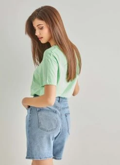 The Fashion Project T-shirt μονόχρωμο - Λαχανί -Κατάστημα TheFashionProject oversized basic kontomaniki mplouza 90066 cvd7