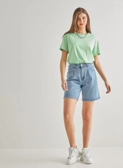 The Fashion Project T-shirt μονόχρωμο - Λαχανί -Κατάστημα TheFashionProject oversized basic kontomaniki mplouza 90066 xrep