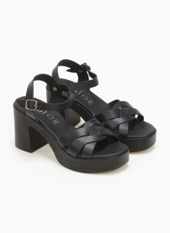 Πέδιλα δερμάτινα Estil - Μαύρο -Κατάστημα TheFashionProject pedila dermatina estil 111173 tssp