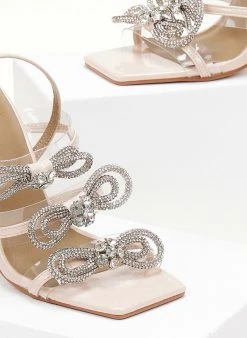 The Fashion Project Πέδιλα με στρας φιόγκους και διαφάνεια - Μπεζ -Κατάστημα TheFashionProject pedila diafaneis me strass fiogkous 104812 p2t2