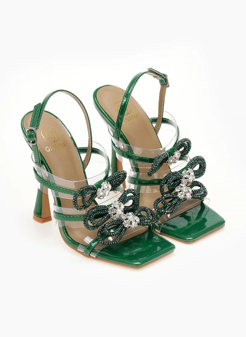 The Fashion Project Πέδιλα με στρας φιόγκους και διαφάνεια - Πράσινο 8 The Fashion Project Πέδιλα με στρας φιόγκους και διαφάνεια - Πράσινο - Image 6