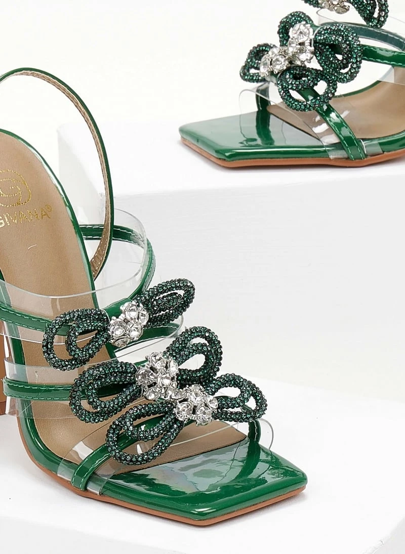 The Fashion Project Πέδιλα με στρας φιόγκους και διαφάνεια - Πράσινο 5 The Fashion Project Πέδιλα με στρας φιόγκους και διαφάνεια - Πράσινο - Image 3