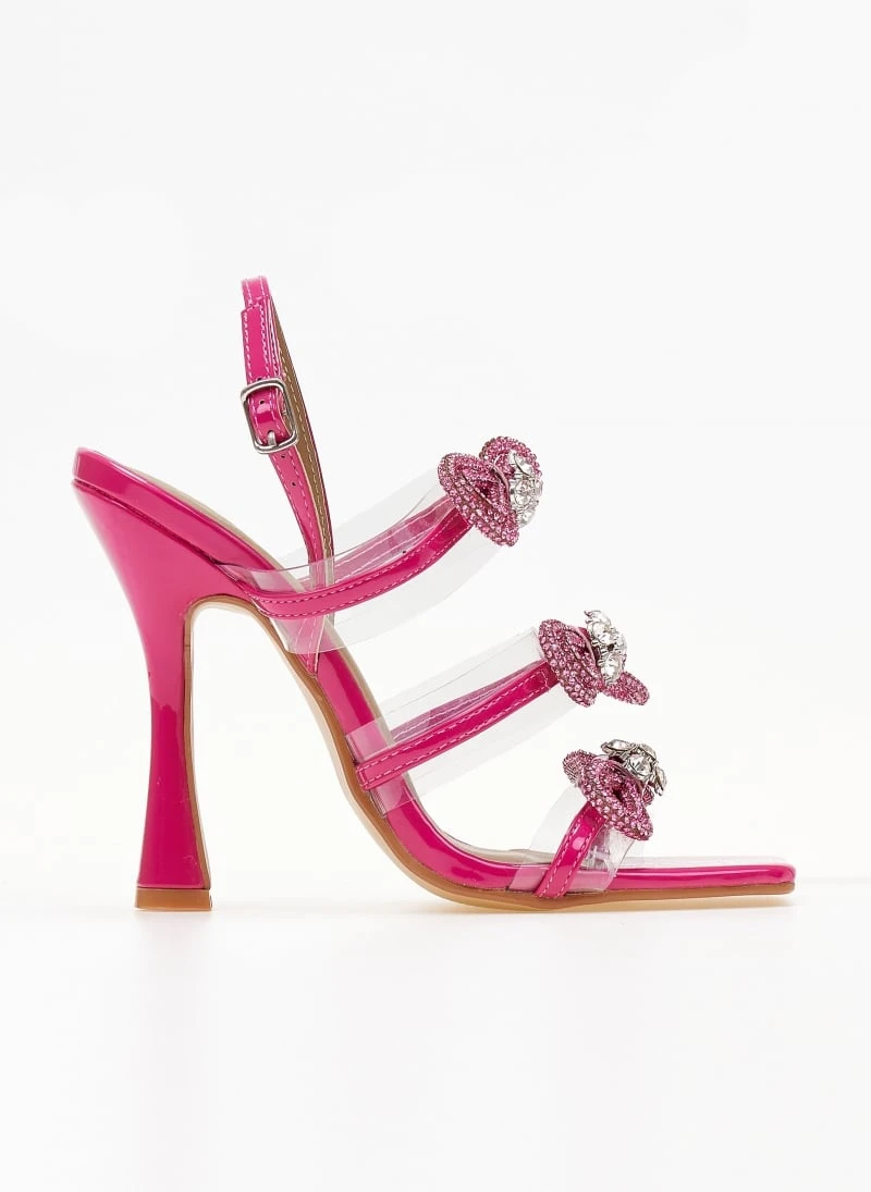 The Fashion Project Πέδιλα με στρας φιόγκους και διαφάνεια - Magenta 4 The Fashion Project Πέδιλα με στρας φιόγκους και διαφάνεια - Magenta - Image 2