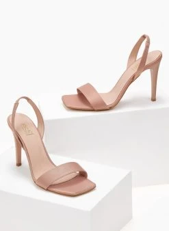 Πέδιλα με μπαρέτα υφασμάτινα Estil - Nude -Κατάστημα TheFashionProject pedila estil saten me lepti fasa 101805 lbmk