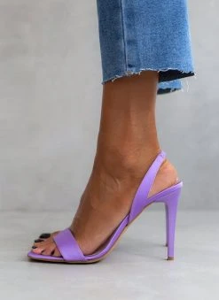 Πέδιλα με μπαρέτα υφασμάτινα Estil - Λιλά -Κατάστημα TheFashionProject pedila estil saten me lepti fasa 101807 4czd
