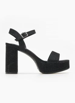 Xti Footwear Πέδιλα με μπαρέτα και Glitter Xti141260 - Μαύρο