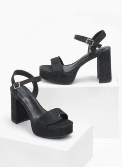 Xti Footwear Πέδιλα με μπαρέτα και Glitter Xti141260 - Μαύρο -Κατάστημα TheFashionProject pedila glitter me mpareta xti141260 110256 xes3