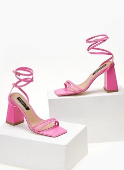 The Fashion Project Πέδιλα Lace Up με λουράκια - Φούξια -Κατάστημα TheFashionProject pedila kare me lepta lourakia 104669 40on