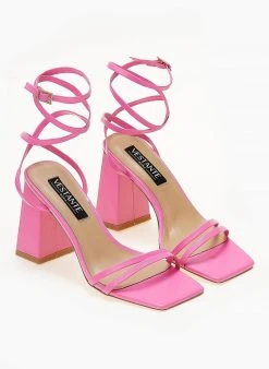 The Fashion Project Πέδιλα Lace Up με λουράκια - Φούξια -Κατάστημα TheFashionProject pedila kare me lepta lourakia 104669 ffpn