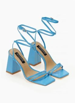 The Fashion Project Πέδιλα Lace Up με λουράκια - Τυρκουάζ -Κατάστημα TheFashionProject pedila kare me lepta lourakia 104670 sjc8