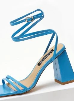 The Fashion Project Πέδιλα Lace Up με λουράκια - Τυρκουάζ -Κατάστημα TheFashionProject pedila kare me lepta lourakia 104670 zic5