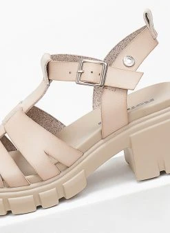 Πέδιλα με μπαρέτα και Chunky σόλα Refresh 170652 - Μπεζ -Κατάστημα TheFashionProject pedila me chunky sola refresh 170652 110370 wiwl