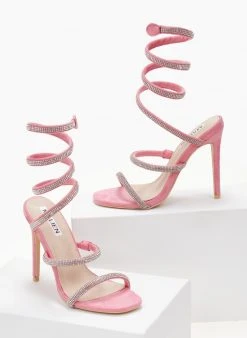 The Fashion Project Πέδιλα Lace Up με στρας - Ροζ -Κατάστημα TheFashionProject pedila me elasma me strass 105238 vz8u