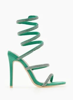 The Fashion Project Πέδιλα Lace Up με στρας - Πράσινο -Κατάστημα TheFashionProject pedila me elasma me strass 105239 c4yy