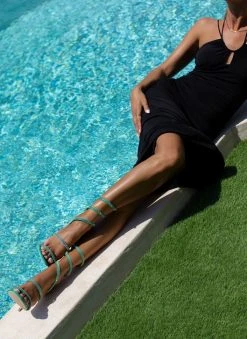 The Fashion Project Πέδιλα Lace Up με στρας - Πράσινο -Κατάστημα TheFashionProject pedila me elasma me strass 105239 fn6n