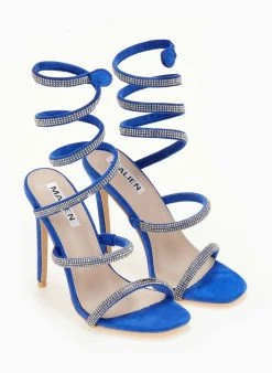 The Fashion Project Πέδιλα Lace Up με στρας - Μπλε -Κατάστημα TheFashionProject pedila me elasma me strass 105240 4zof