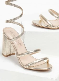 The Fashion Project Πέδιλα με έλασμα στη γάμπα - Χρυσό -Κατάστημα TheFashionProject pedila me elasma sti gampa 111504 gp52