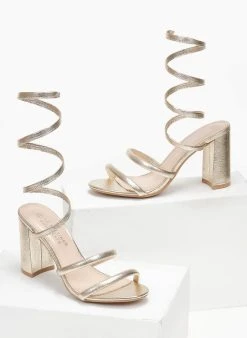 The Fashion Project Πέδιλα με έλασμα στη γάμπα - Χρυσό -Κατάστημα TheFashionProject pedila me elasma sti gampa 111504 xlbc