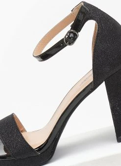 TFP Πέδιλα με μπαρέτα και Glitter - Μαύρο -Κατάστημα TheFashionProject pedila me glitter kai mpareta 110649 4ke6