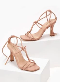 The Fashion Project Πέδιλα Lace Up με στριφτά λουράκια - Ροζ -Κατάστημα TheFashionProject pedila me lepta kordonia 101783 ftjb