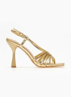 The Fashion Project Πέδιλα με λεπτά λουράκια - Χρυσό -Κατάστημα TheFashionProject pedila me lepta lourakia 110743 43yr
