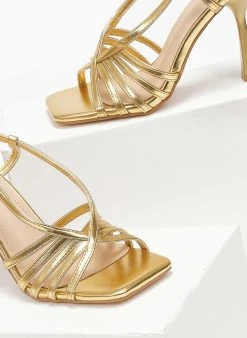 The Fashion Project Πέδιλα με λεπτά λουράκια - Χρυσό -Κατάστημα TheFashionProject pedila me lepta lourakia 110743 66kk