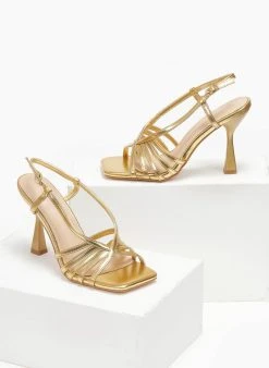 The Fashion Project Πέδιλα με λεπτά λουράκια - Χρυσό -Κατάστημα TheFashionProject pedila me lepta lourakia 110743 lywj