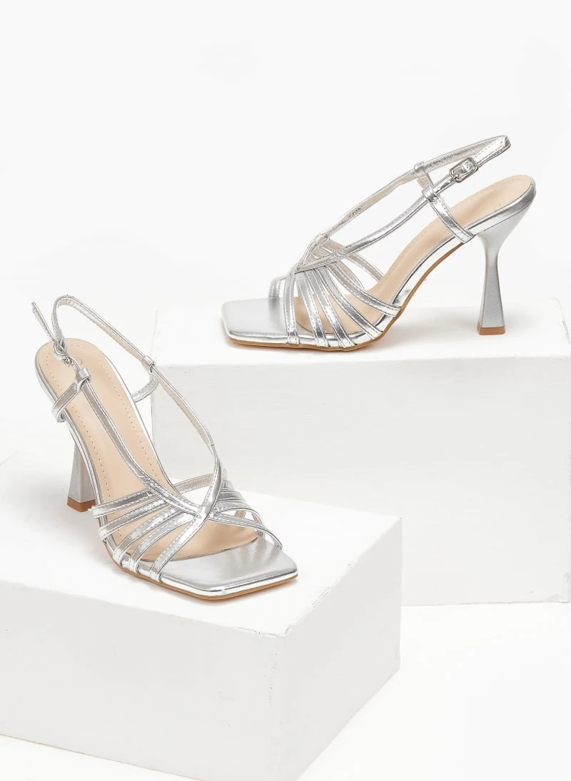 The Fashion Project Πέδιλα με λεπτά λουράκια - Ασημί 5 The Fashion Project Πέδιλα με λεπτά λουράκια - Ασημί - Image 3