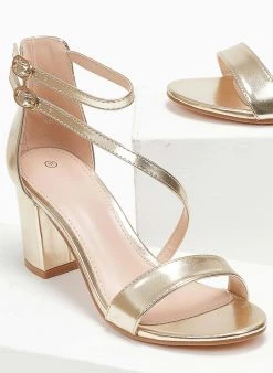 The Fashion Project Πέδιλα με μπαρέτα διπλή - Χρυσό -Κατάστημα TheFashionProject pedila me lokso desimo 110724 8gjh