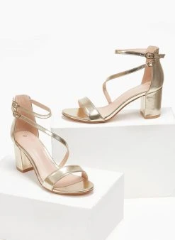 The Fashion Project Πέδιλα με μπαρέτα διπλή - Χρυσό -Κατάστημα TheFashionProject pedila me lokso desimo 110724 f077