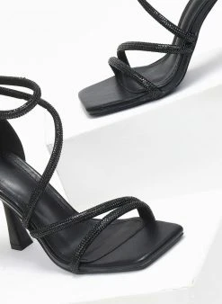 The Fashion Project Πέδιλα με λουράκια από Strass - Μαύρο -Κατάστημα TheFashionProject pedila me lourakia apo strass 110753 hzu4