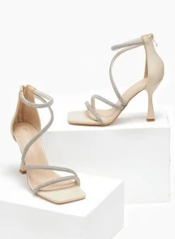 The Fashion Project Πέδιλα με λουράκια από Strass - Μπεζ -Κατάστημα TheFashionProject pedila me lourakia apo strass 110754 nlkc