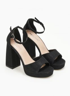 The Fashion Project Πέδιλα με φιάπα από ύφασμα Glitter - Μαύρο -Κατάστημα TheFashionProject pedila me mpareta apo ufasma glitter 110641 a9lc