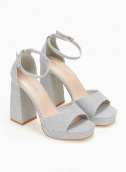 The Fashion Project Πέδιλα με φιάπα από ύφασμα Glitter - Ασημί -Κατάστημα TheFashionProject pedila me mpareta apo ufasma glitter 110642 5az4