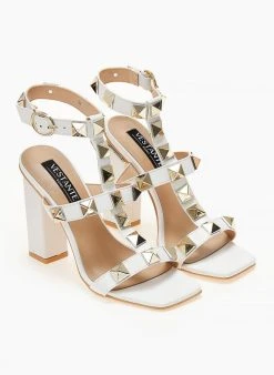 The Fashion Project Πέδιλα με μπαρέτα και μεταλλικά τρουκς - Λευκό -Κατάστημα TheFashionProject pedila me mpareta kai metallika trouks 104641 9s2e