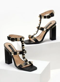 The Fashion Project Πέδιλα με μπαρέτα και μεταλλικά τρουκς - Μαύρο 11 The Fashion Project Πέδιλα με μπαρέτα και μεταλλικά τρουκς - Μαύρο -Κατάστημα TheFashionProject pedila me mpareta kai metallika trouks 104642 gktd