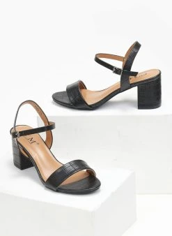 The Fashion Project Πέδιλα με μπαρέτα και Pattern - Μαύρο -Κατάστημα TheFashionProject pedila me mpareta kai pattern 111343 3nxi