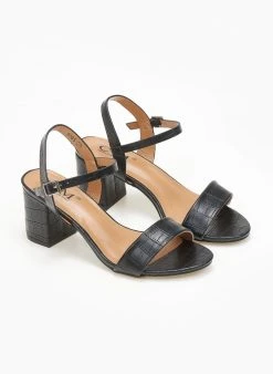 The Fashion Project Πέδιλα με μπαρέτα και Pattern - Μαύρο -Κατάστημα TheFashionProject pedila me mpareta kai pattern 111343 40u2
