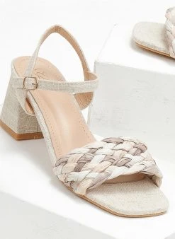The Fashion Project Πέδιλα με μπαρέτα και πλεκτή φάσα - Μπεζ -Κατάστημα TheFashionProject pedila me mpareta kai plekti fasa 111729 vz7k