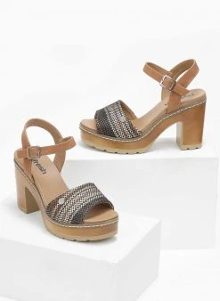 Πέδιλα με μπαρέτα και πλεκτή φάσα Refresh 170694 - Κάμελ -Κατάστημα TheFashionProject pedila me mpareta kai plekti fasa refresh 170694 110262 4lx6