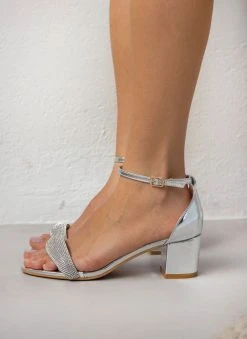 The Fashion Project Πέδιλα με μπαρέτα και στρας φάσα - Ασημί